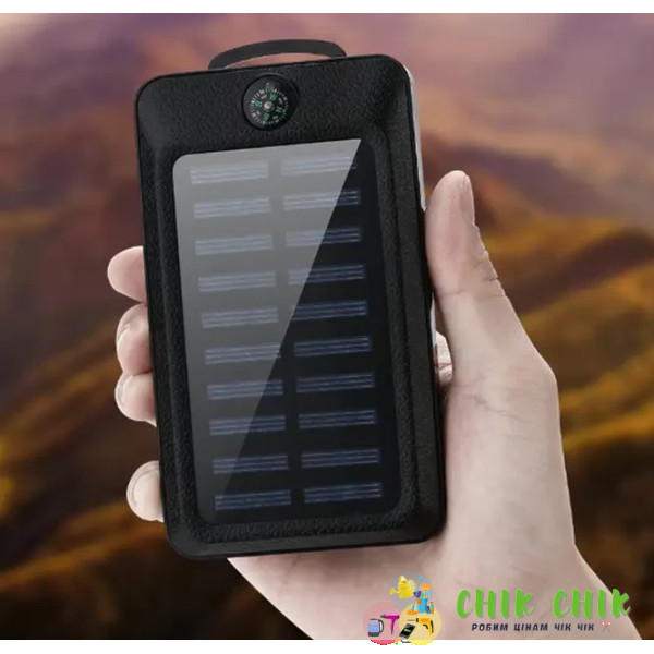 Зовнішній акумулятор Power Bank 20000mAh із сонячною батареєю та ліхтариком pc-90