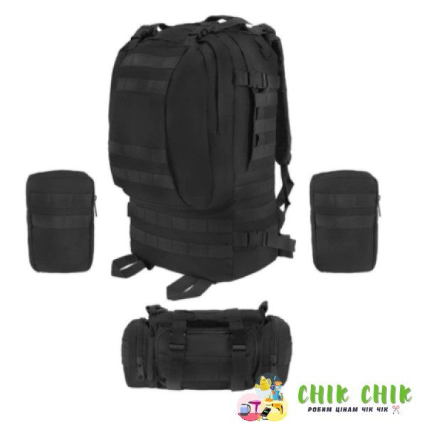 Рюкзак тактичний із підсумками B08 Black 55L