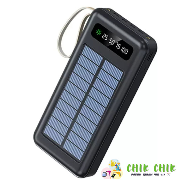Зовнішній акумулятор Power Bank 30000mAh із сонячною панеллю
