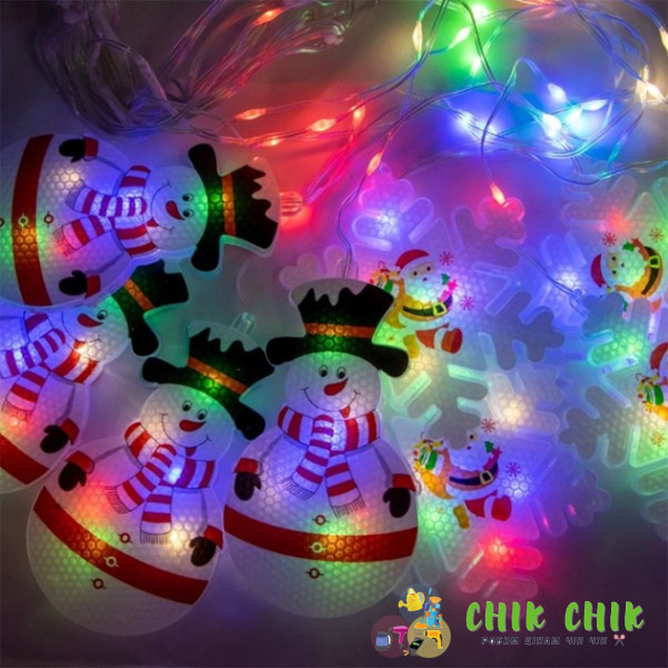 Xmas Гірлянда Штора Фігурки 3D сніговика та сніжинки 3 m*70 cm 95L Мультиколірна M