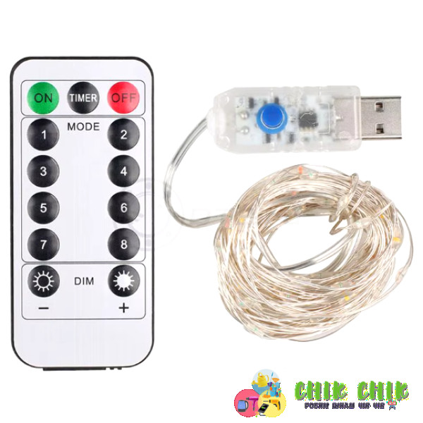 Гірлянда мідний дріт 10 м на USB + пульт (Білий)
