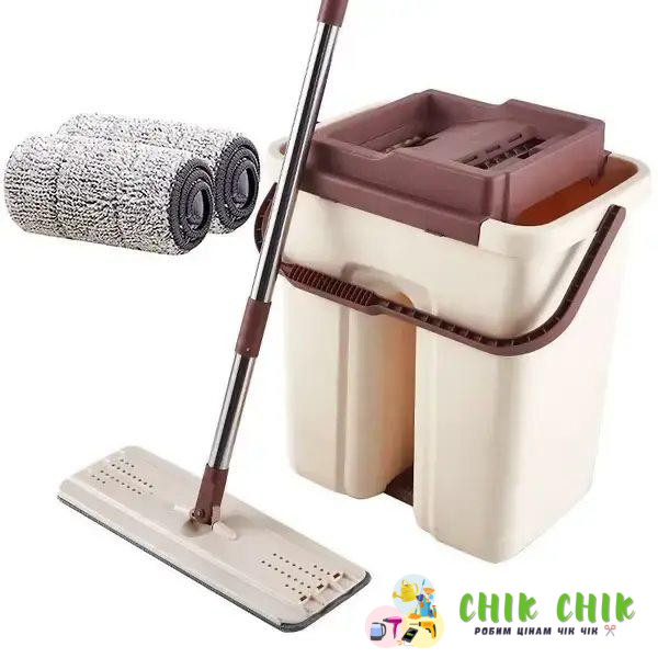 Швабра стрічка з великим відром 10 л з віджимом Scratch Cleaning Mop