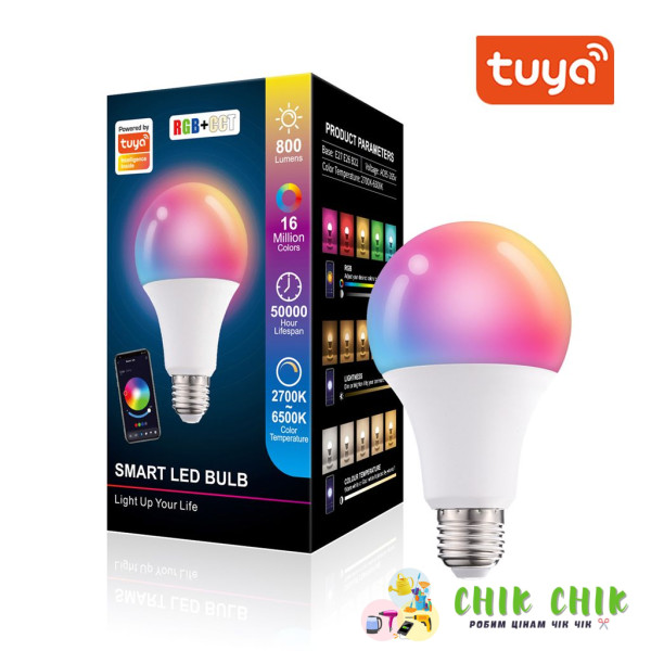 Світлодіодна лампочка E27 RGB Smart WI-FI APP TUYA