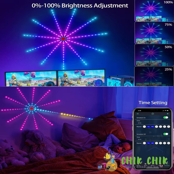 Світлодіодна стрічка феєрверків 180 LED 28 Kit BT APP діаметр 1 м SF-9