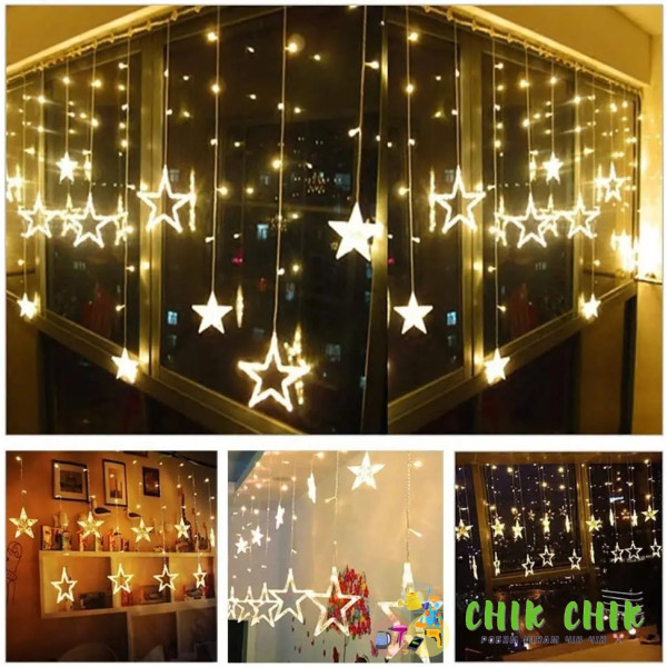 Xmas гірлянда STAR CURTAIN 12 WW зірки теплий білий 3 м*80 см*50 см