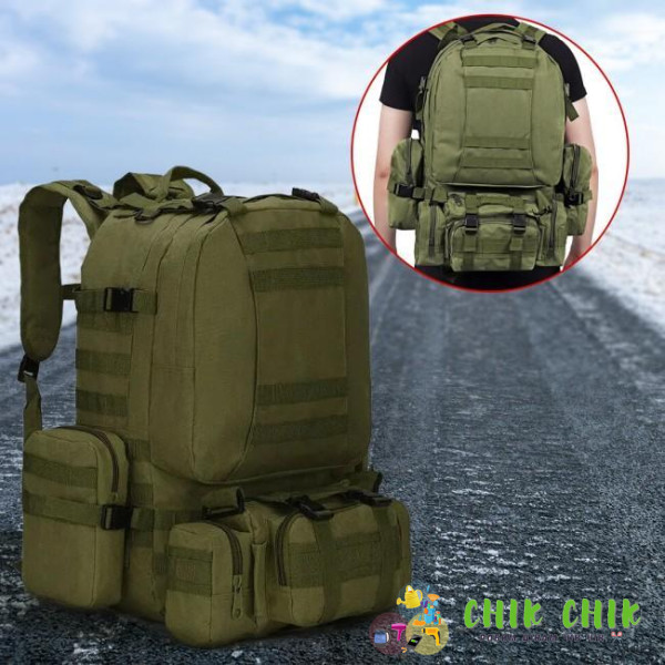 Рюкзак тактичний із підсумками B08 oliva 55L