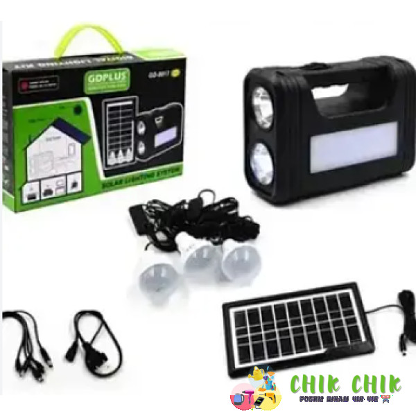 Ліхтар GD-8017s Solar станція з POWER BANK на сонячній батареї (+3 LED-лампочки)