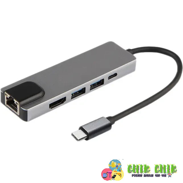 USB-хаб XoKo AC-500 Type-C to RJ45+HDMI+2xUSB 3.0 (XK-AC500-SL)  AND 7 in 1
