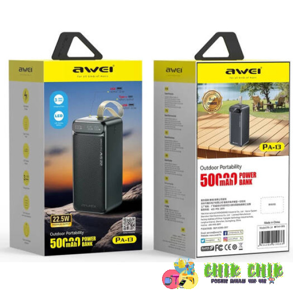 Зовнішній акумулятор Power Bank AWEI PA13 50000 mAh 22.5W