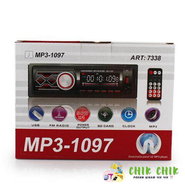 Автомагнітола MP3 1097 BT знімна панель ISO cable