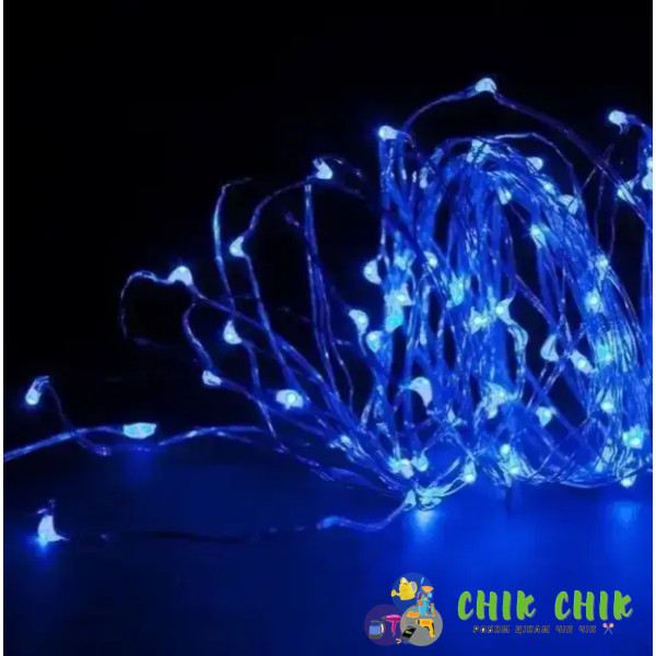 Xmas гірлянд 50 Led 5M на мідному дроті (Крапля роси) Blue працює від батарейок + USB