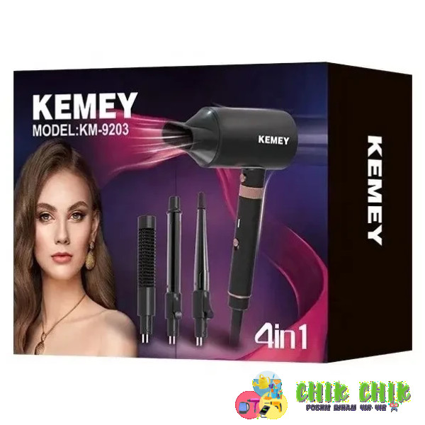 Фен для волосся Kemei KM-9203 4 насадки