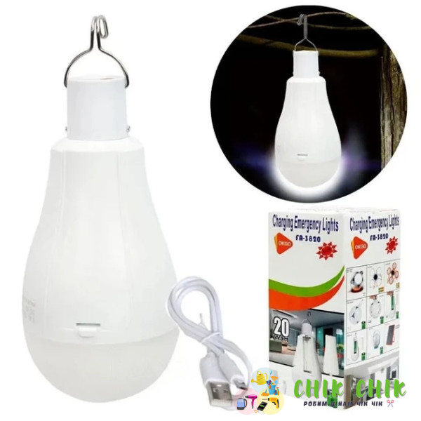 Лампочка з акумулятором 18650 *2 BL FA 3820 usb charge 20w