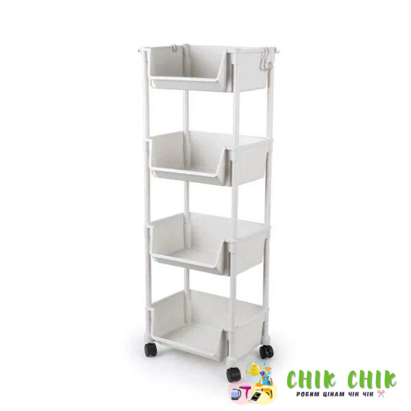 Етажерка на колесах 4 полиці підлогова біла Storage rack AND 1226