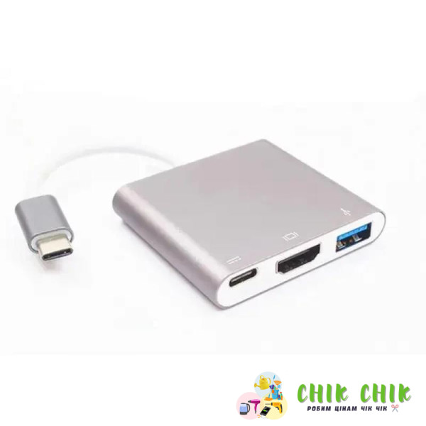 Конвертер Type-C 3в1 (HDMI+USB3.0+Type-C) LZ-04V