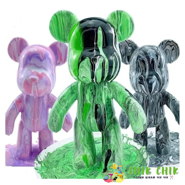 Флюїдний ведмедик Punk Fluid Bear Bearbrick з фарбами Великий 23см