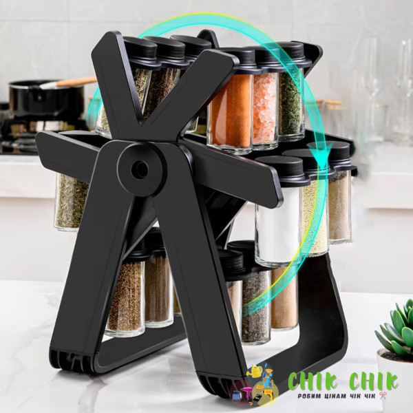 Карусель для спецій 18 баночок на підставці 360° Spice Rack