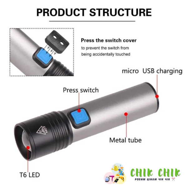 Ліхтарик ручний BL K31 USB CHARGE