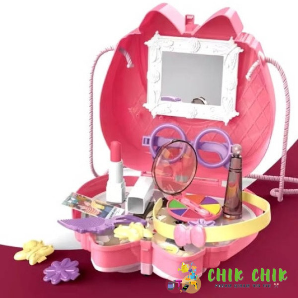 Дитячий косметичний набір сумка для макіяжу з дзеркалом Kids Pretend Toy Bag