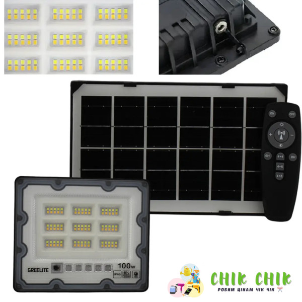 Вуличний ліхтар на стовп із сонячною панеллю 100 W JX 007