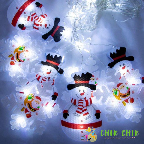 Xmas Гірлянда Штора Фігурки 3D сніговика та сніжинки 3m*70cm 95L Білий W